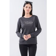 Fashion Friends 5370375 Füme Bisiklet Yaka Baskılı Kadın Sweatshirt