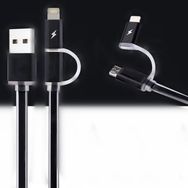 Fashion Siyah Hızlı Şarj Led Işıklı Usb Şarj Kablosu