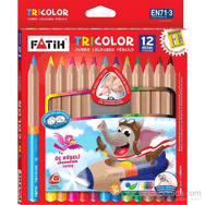 Fatih 33490 12 Renk Üçgen Jumbo Tam Boy Kuru Boya Kalemi