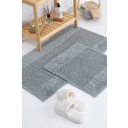 Favora Iva Home Tufting %100 Natural Pamuk Antrasit 2'li Banyo Paspas Takımı