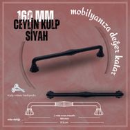 FDS Ceylin 160 mm Vida Aralığı Siyah Renk Dolap Kulp
