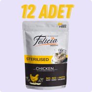Felicia 12x85 gr Jöle İçinde Tavuklu Taurinli Tahılsız Kısırlaştırılmış Kedi Konservesi