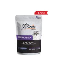 Felicia Jöle İçinde Somonlu Taurinli Tahılsız Kısırlaştırılmış 6x85 gr Kedi Konservesi