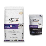 Felicia Kısırlaştırılmış Somonlu Kedi Maması 2 kg + 4x85 gr Yaş Mama