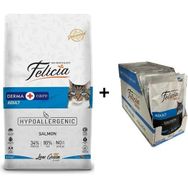 Felicia Somonlu 12 kg Yetişkin Kedi Maması + 12x85 gr Somonlu Yaş Mama