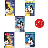Felix 100 gr 50 Adet Pouch Karışık Yaş Yetişkin Kedi Maması