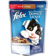 Felix 100 gr Çifte Lezzet Etli Tavuklu Etli Kedi Konservesi