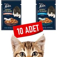 Felix 10x80 gr Somonlu & Ton Balıklı Yaş Kedi Maması