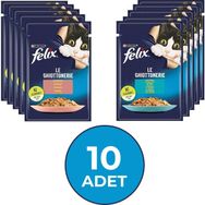 Felix 10x85 gr Somonlu & Ton Balıklı Karışık Yetişkin Kedi Yaş Maması