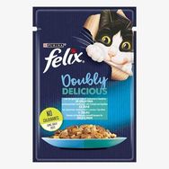 Felix 12x85 gr Pouch Çifte Lezzet Somonlu ve Sardalyalı Yetişkin Kedi Konservesi