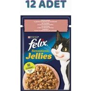Felix 12x85 gr Sensations Somonlu Karidesli Jel Pouch Kedi Maması