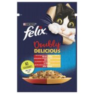 Felix 52x85 gr Çifte Lezzet Etli Tavuklu Yetişkin Kedi Konservesi