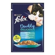 Felix 6x85 gr Pouch Çifte Lezzet Somonlu ve Sardalyalı Yetişkin Kedi Konservesi