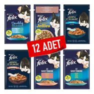Felix Deniz Ürünleri Karışık Paket Yetişkin 6 Çeşit 12 Adet Yaş Kedi Maması