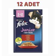 Felix Junior Sığır Etli Yavru Pouch Yaş Özel 12x85 gr Kedi Maması