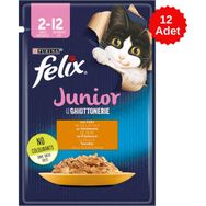 Felix Junior Tavuklu Pouch 85 gr 12 Adet Yavru Kedi Konserve Maması