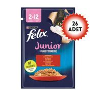 Felix Pouch Jöle İçinde Sığır Etli 26x85 gr Yavru Kedi Konservesi