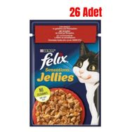 Felix Pouch Jöle İçinde Sığır Etli ve Domatesli Yetişkin 26x85 gr Yaş Kedi Maması