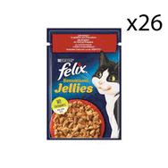 Felix Pouch Sensations Jellies Sığır Etli ve Domatesli Yaş 26x85 gr Kedi Maması