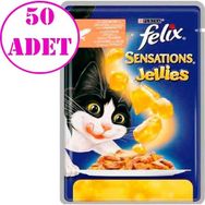 Felix Sensations Somonlu ve Karidesli Yaş 50x85 gr Kedi Maması