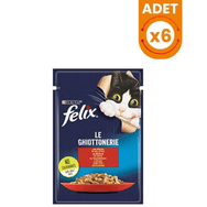 Felix Taze Sığır Etli Jöleli Pouch 6x85 gr Yetişkin Kedi Konservesi