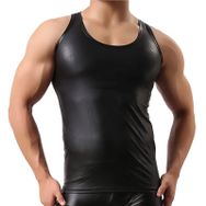 Feoya Bodycn Clubwear Siyah 1 Kısa Kollu Tank Erkek Deri Atlet