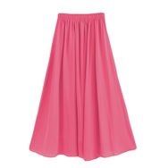 Feoya Boho Pembe Kırmızı Bel Lastikli Çift Katmanlı Şifon Retro Kadın Yaz Eteği