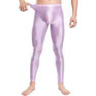 Feoya Clubwear Açık Lila Parlak Metalik Erkek Uzun Tayt Pantalon