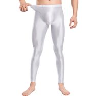 Feoya Clubwear Beyaz Parlak Metalik Erkek Uzun Tayt Pantalon
