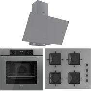 Ferre Flowart QBL63CPR - SS208 - D079 Gri 3'lü Ankastre Set