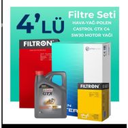 Filtron Dacia Duster 1.6 Benzinli Castrol Motor Yağlı 2018-2022 4'lü Filtre Bakım Seti