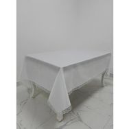 Finezza 160x220 cm Paris Jakarlı Kumaş Güpürlü Beyaz Dikdörtgen Masa Örtüsü