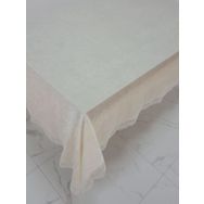 Finezza 160x220 cm Pera Lüx Dantelli Kadife Kumaş Krem Dikdörtgen Masa Örtüsü