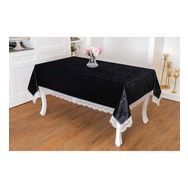 Finezza 160x220 cm Pera Lüx Dantelli Kadife Kumaş Siyah Masa Örtüsü