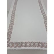 Finezza 170x330 cm Sidal Lüx Dantelli Krep Kumaş Krem Dikdörtgen Masa Örtüsü