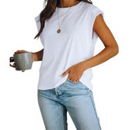 Fisoew Basic Beyaz Yuvarlak Yaka Yazlık Kadın T-shirt