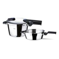 Fissler Vitaquick Premium 8.0lt+ 4.0lt Paslanmaz Çelik Siyah Düdüklü Tencere Seti