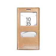 Fitcase Dolce Xperia Z5 Gizli Mıknatıslı Pencereli Gold Kılıf