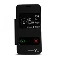 Fitcase Huawei Siyah Y320 Çift Pencereli Flip Cover