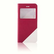 Fitcase iPhone 6 6S İki Renkli Standlı Yan Kapaklı Kırmızı Beyaz Kılıf