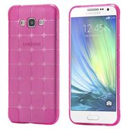 Fitcase Samsung Galaxy A3 A300 Plaid Silikon Pembe Arka Kapak