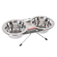 Flamingo Kedi ve Küçük Irk Köpek Duo Dinner İkili Çelik 13 cm 380 ml Mama Kabı