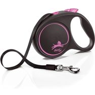 Flexi Black Design 5 mt Pembe Medium Otomatik Şerit Köpek Gezdirme Kayışı