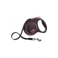 Flexi Black Design Pembe Large 5 m Şerit Otomatik Köpek Gezdirme Tasması