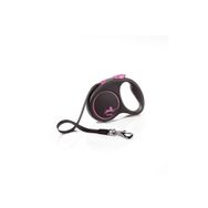 Flexi Black Design Şerit Otomatik Pembe Siyah 5 mt Medium Köpek Gezdirme Tasması