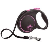 Flexi Black Design Şerit Otomatik Pembe Siyah 5 mt Small Köpek Gezdirme Tasması