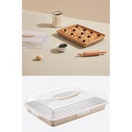 Flosoft 45 cm Kahve Büyük Boy Dikdörtgen Kek Pasta Börek Saklama Kabı