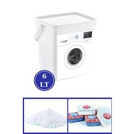 Flosoft QBox 6 lt Kapaklı Kulplu Deterjan Saklama Kutusu