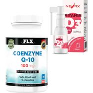 Flx Coenzyme Q-10 100 mg 90 Tablet + Nevfix Vitamin D3 400 IU 20 ml Sprey