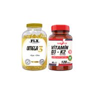 Flx Omega 3-6-9 90 Kapsül Balık Yağı + Nevfix Vitamin D3 K2 120 Tablet